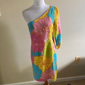 Lilly Pulitzer Theresa kamikaze sequin accent one shoulder dress